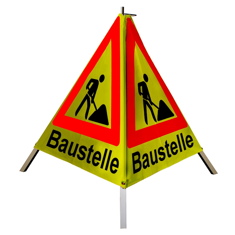 Warnpyramide/Faltsignal - Baustelle - VZ123-Schaufelmann