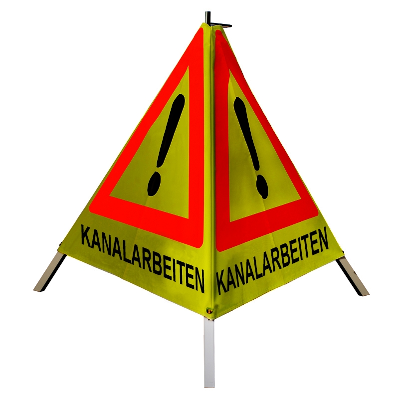 Warnpyramide/Faltsignal - KANALARBEITEN - VZ101-Ausrufezeichen