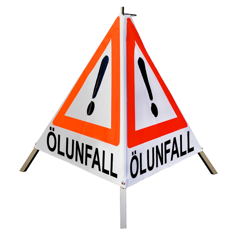 Warnpyramide/Faltsignal - ÖLUNFALL - VZ101-Ausrufezeichen