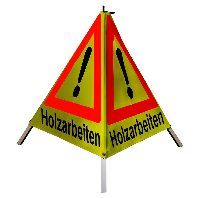 Warnpyramide/Faltsignal - Holzarbeiten - VZ101-Ausrufezeichen