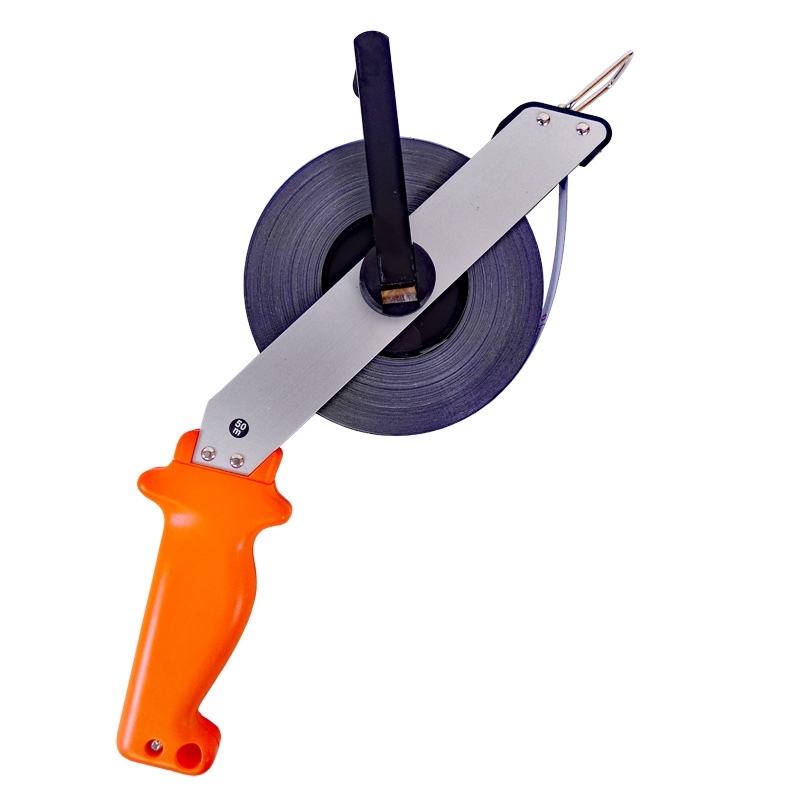 Stahl-Bandmaß 50 m weißlackiert in Alu-Schrägrahmen, Anfang "A", cm-Teilung Stahl-Bandmaß 50 m weißlackiert in Alu-Schrägrahmen, Anfang "A", cm-Teilung