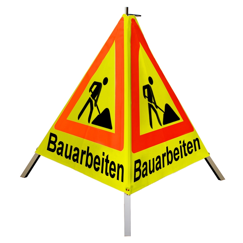 Warnpyramide/Faltsignal - Bauarbeiten - VZ123-Schaufelmann