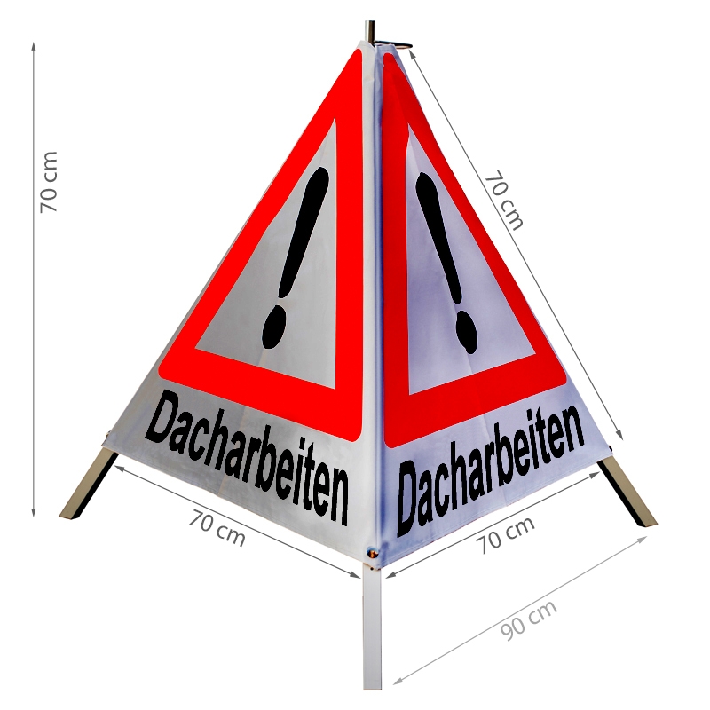 Warnpyramide/Faltsignal - Dacharbeiten - VZ101-Ausrufezeichen
