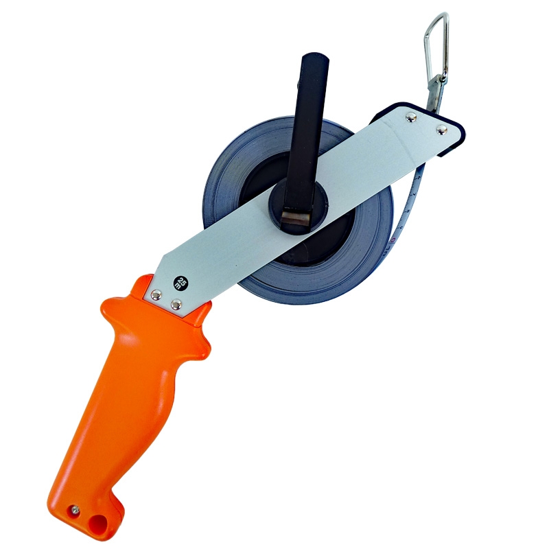 Stahl-Bandmaß 25 m weißlackiert in Alu-Schrägrahmen, Anfang "B", cm-Teilung Stahl-Bandmaß 25 m weißlackiert in Alu-Schrägrahmen, Anfang "B", cm-Teilung