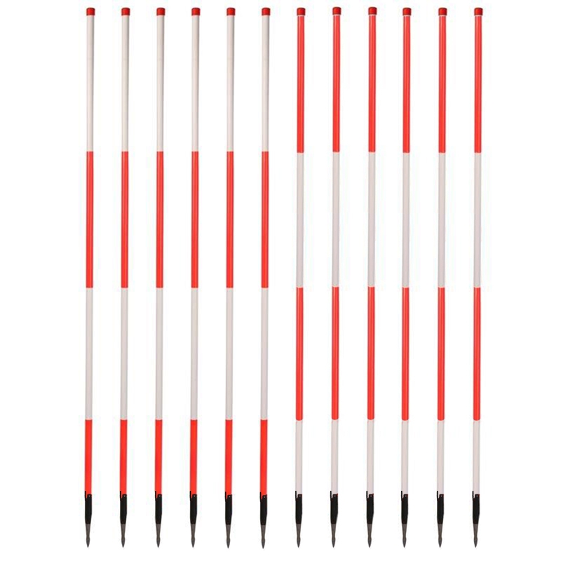 Holzfluchtstab - leuchtrot - mit Dreilaschenspitze 3-kant (12-er Pack) -rot/weiß und weiß/rot