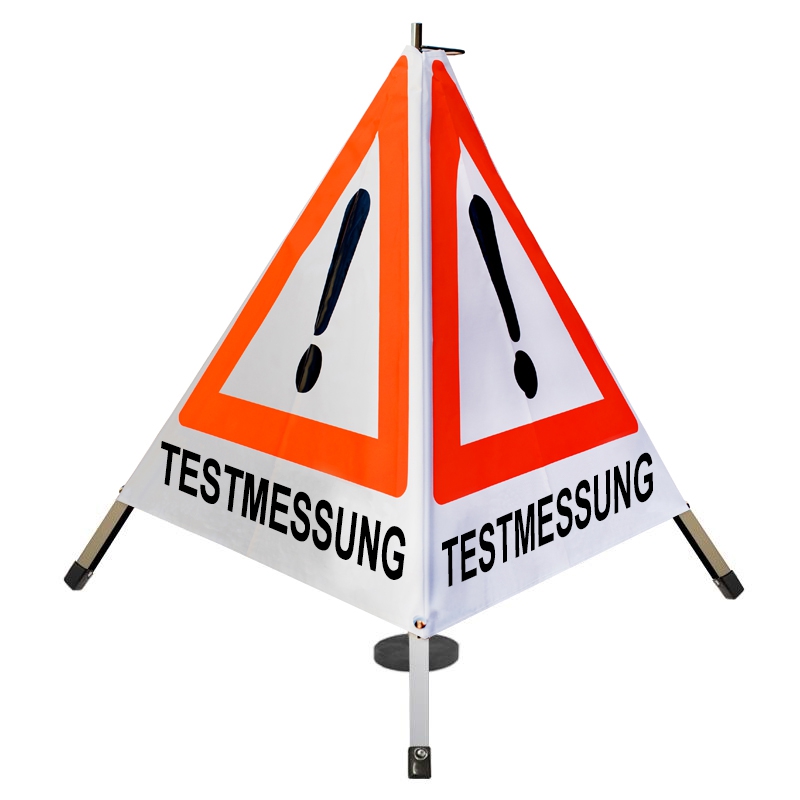 Warnpyramide/Faltsignal - TESTMESSUNG - VZ101-Ausrufezeichen