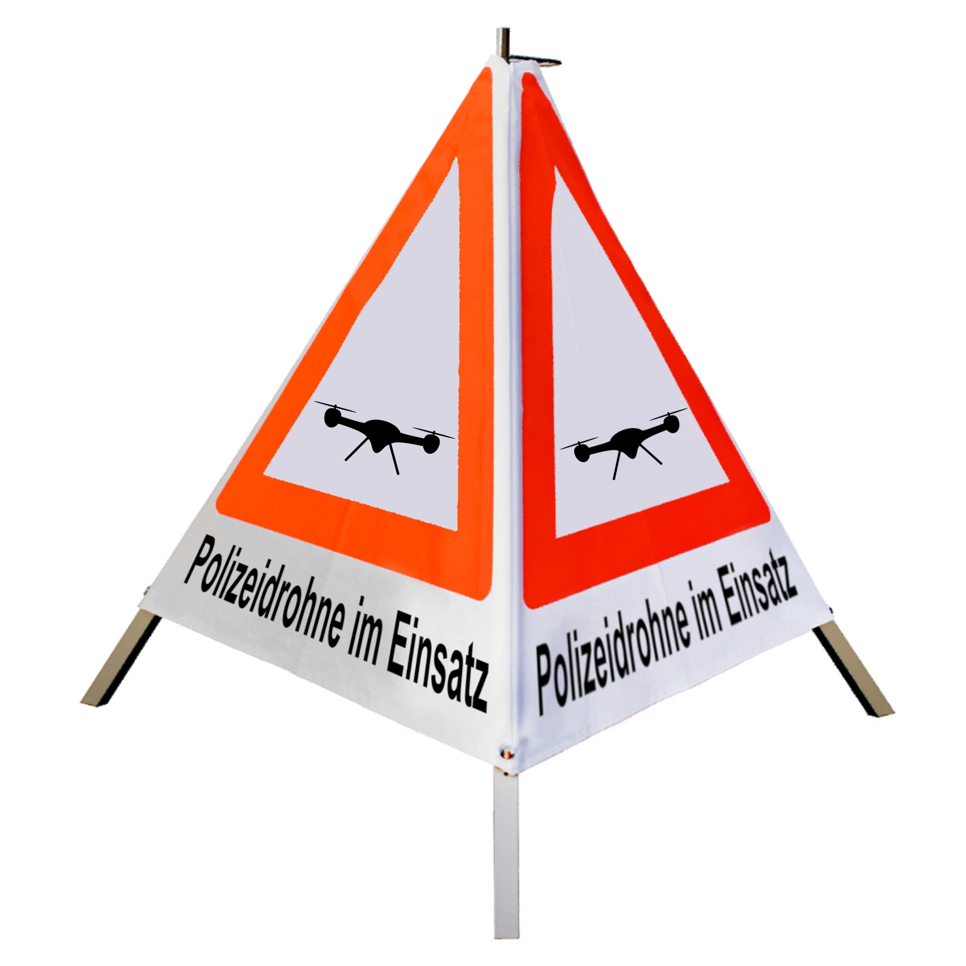 Warnpyramide/Faltsignal - Polizeidrohne im Einsatz (Sonderzeichen: Drohne)