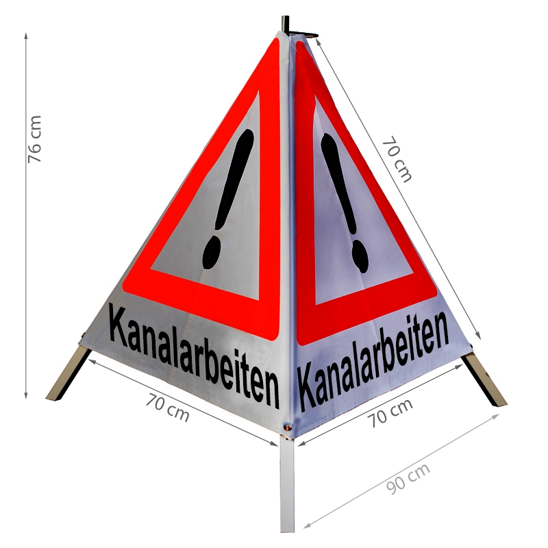 Warnpyramide/Faltsignal -Kanalarbeiten - VZ101-Ausrufezeichen