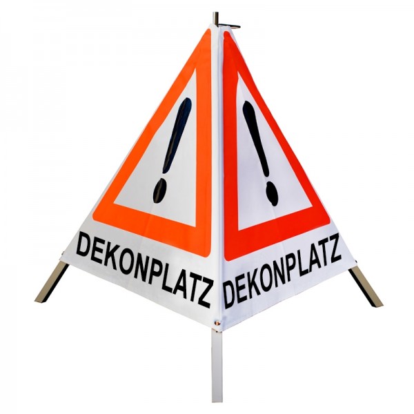 Warnpyramide / Faltsignal 70 cm - Achtung(VZ101) "DEKONPLATZ", weiß tagesl., leicht