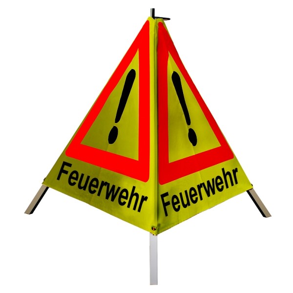 Warnpyramide/ Faltsignal 70 cm - Achtung(VZ101) "Feuerwehr" - retro-refl. gelb, leicht