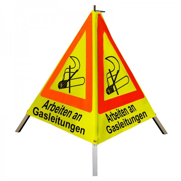 Warnpyramide 70 cm, Arbeiten an Gasleitungen (NZ01 Zigarette) - tagesl. gelb, leicht