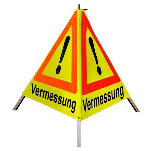 Warnpyramide/ Faltsignal 70 cm - Achtung(VZ101) "Vermessung" tagesl. gelb, schwer