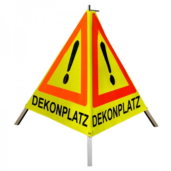 Warnpyramide/ Faltsignal 70cm - Achtung(VZ101) "DEKONPLATZ" - gelb tagesl., leicht