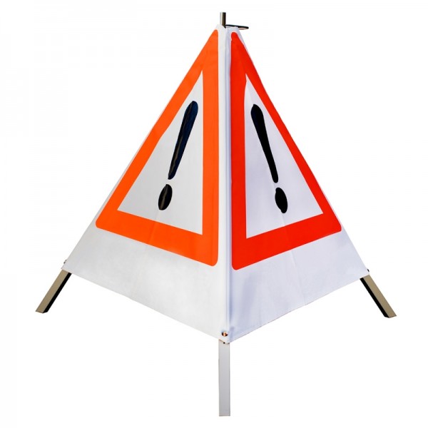 Warnpyramide/ Faltsignal Achtung(VZ101) 70cm - weiß tagesleuchtend, ohne Aufschrift