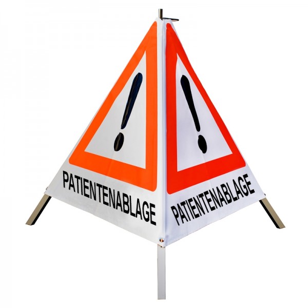 Warnpyramide / Faltsignal 70 cm - Achtung(VZ101) "PATIENTENABLAGE"- weiß tagesl. - schwer