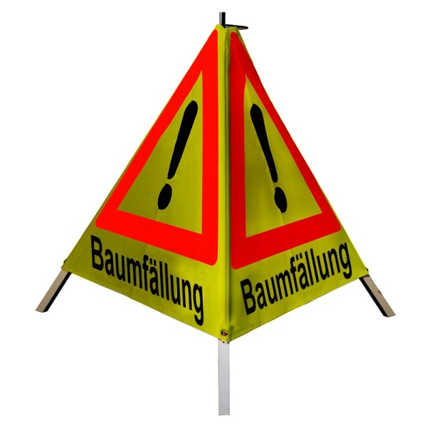 Warnpyramide/ Faltsignal 70cm - Achtung VZ101) "Baumfällung" - retro-refl. gelb, leicht