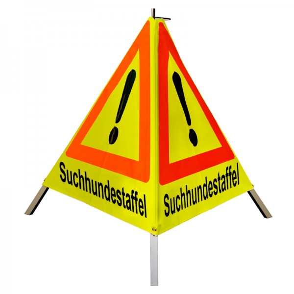 Warnpyramide/ Faltsignal 90 cm - Achtung(VZ101) "Suchhundestaffel" - tagesl. gelb, leicht
