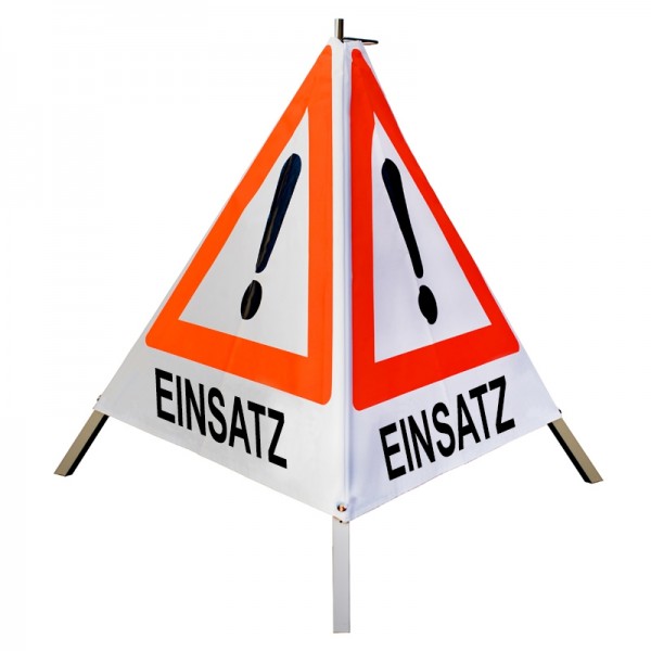 Warnpyramide / Faltsignal 70 cm - Achtung(VZ101) "EINSATZ", tagesl. weiß, leicht