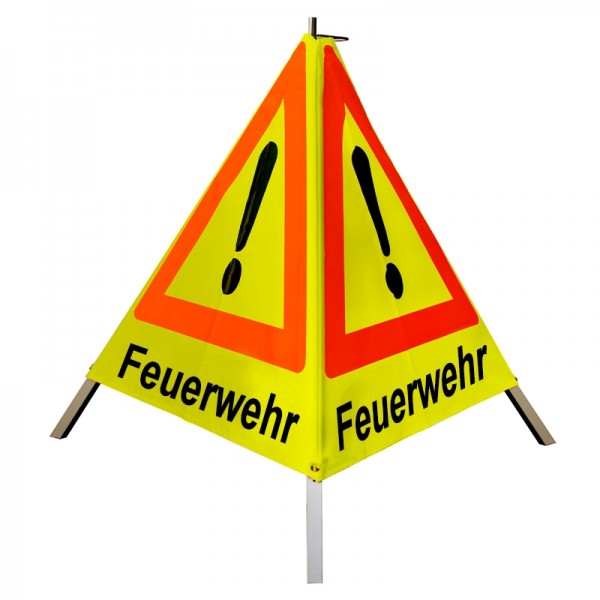 Warnpyramide/ Faltsignal 90 cm - Achtung(VZ101) "Feuerwehr" - tagesl. gelb, schwer