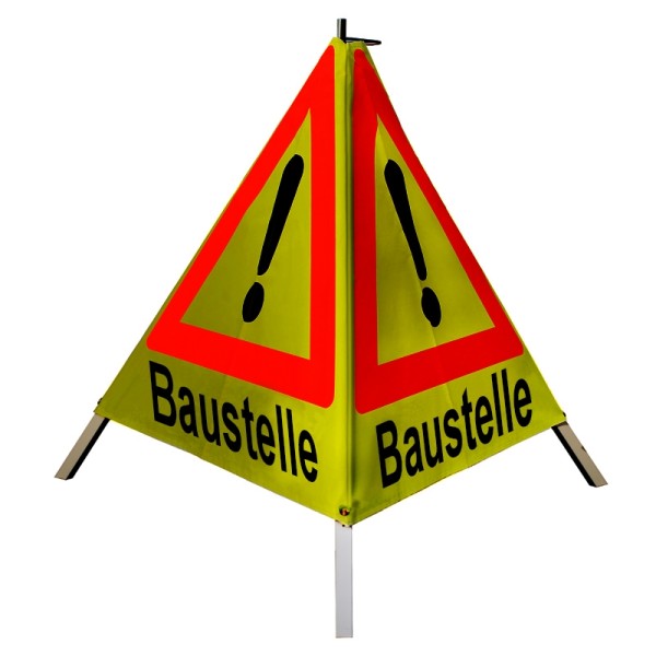 Warnpyramide/ Faltsignal 70cm - Achtung VZ101) "Baustelle" - retro-refl. gelb, leicht