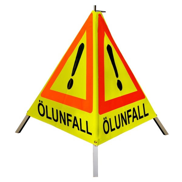 Warnpyramide/ Faltsignal 70 cm - Achtung(VZ101) "ÖLUNFALL" - tagesl. gelb, leicht