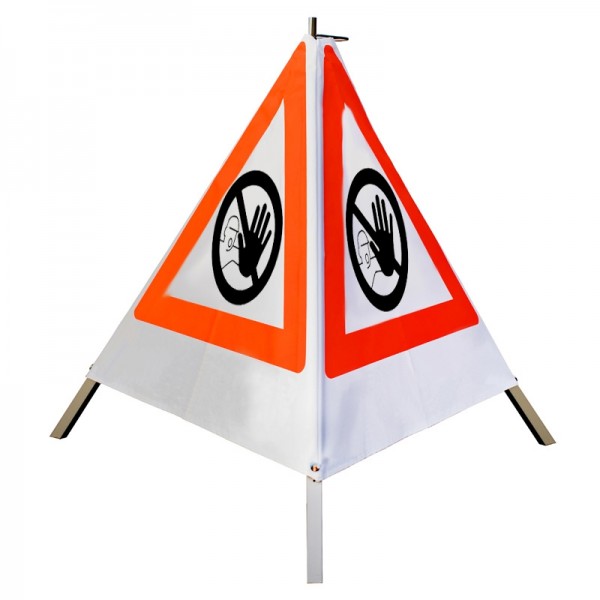 Warnpyramide 70 cm - (Sonderzeichen Zutritt für Unbefugte verboten) - weiß tagesl. leicht